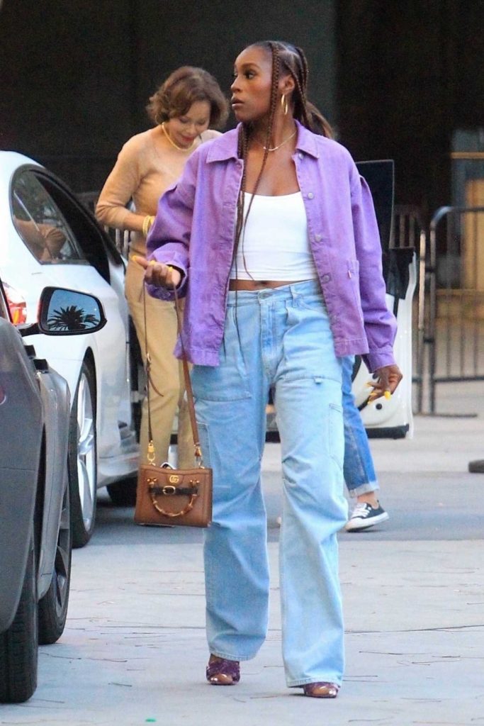Issa Rae in a Purple Jacket