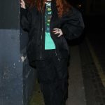 Jess Glynne in a Black Bomber Jacket Leaves the Chiltern Firehouse in London