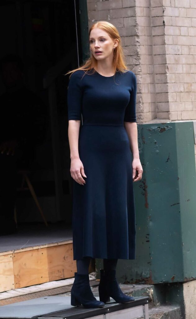 Jessica Chastain in a Blue Dress
