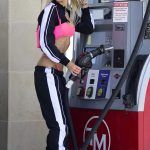 Joy Corrigan in a Pink Bra Was Seen at the Gas Station in Los Angeles