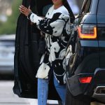 Karrueche Tran in a Smile Print Bathrobe Heads to Dinner at Mr Chow in Beverly Hills