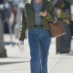 Lucy Hale in an Olive Denim Jacket Was Seen Out in Studio City