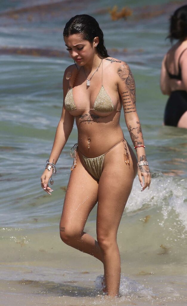 Malu Trevejo in a Gold Bikini