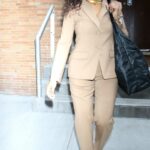 Tatyana Ali in a Beige Pantsuit Visits the Tamron Hall Show in New York