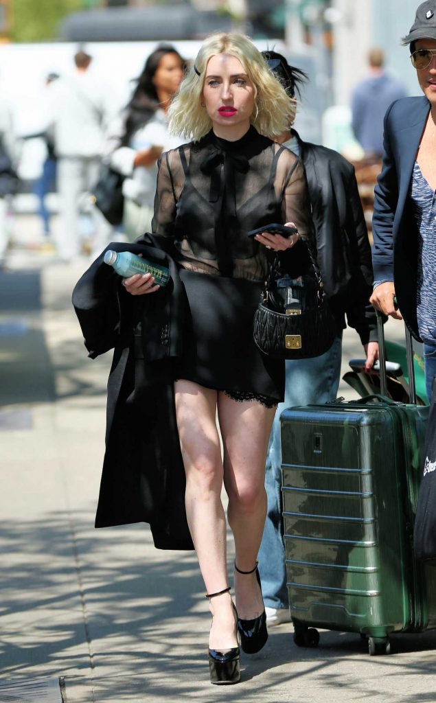 Zoe Lister-Jones in a Black See-Through Blouse