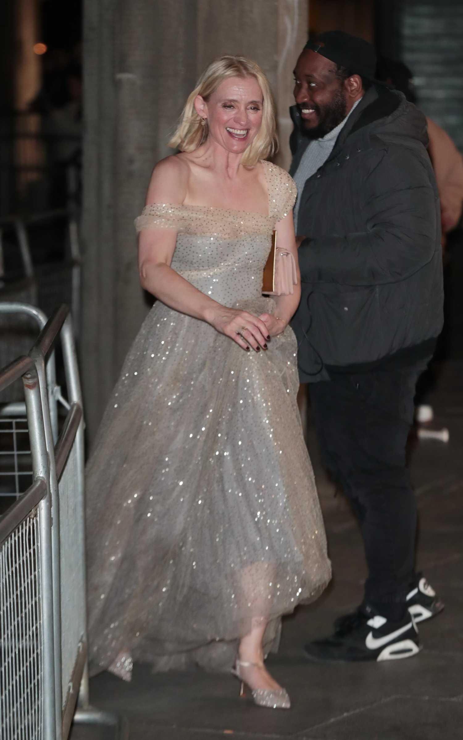 Anne-Marie Duff in a Silver Dress Arrives at 2023 BAFTA Television