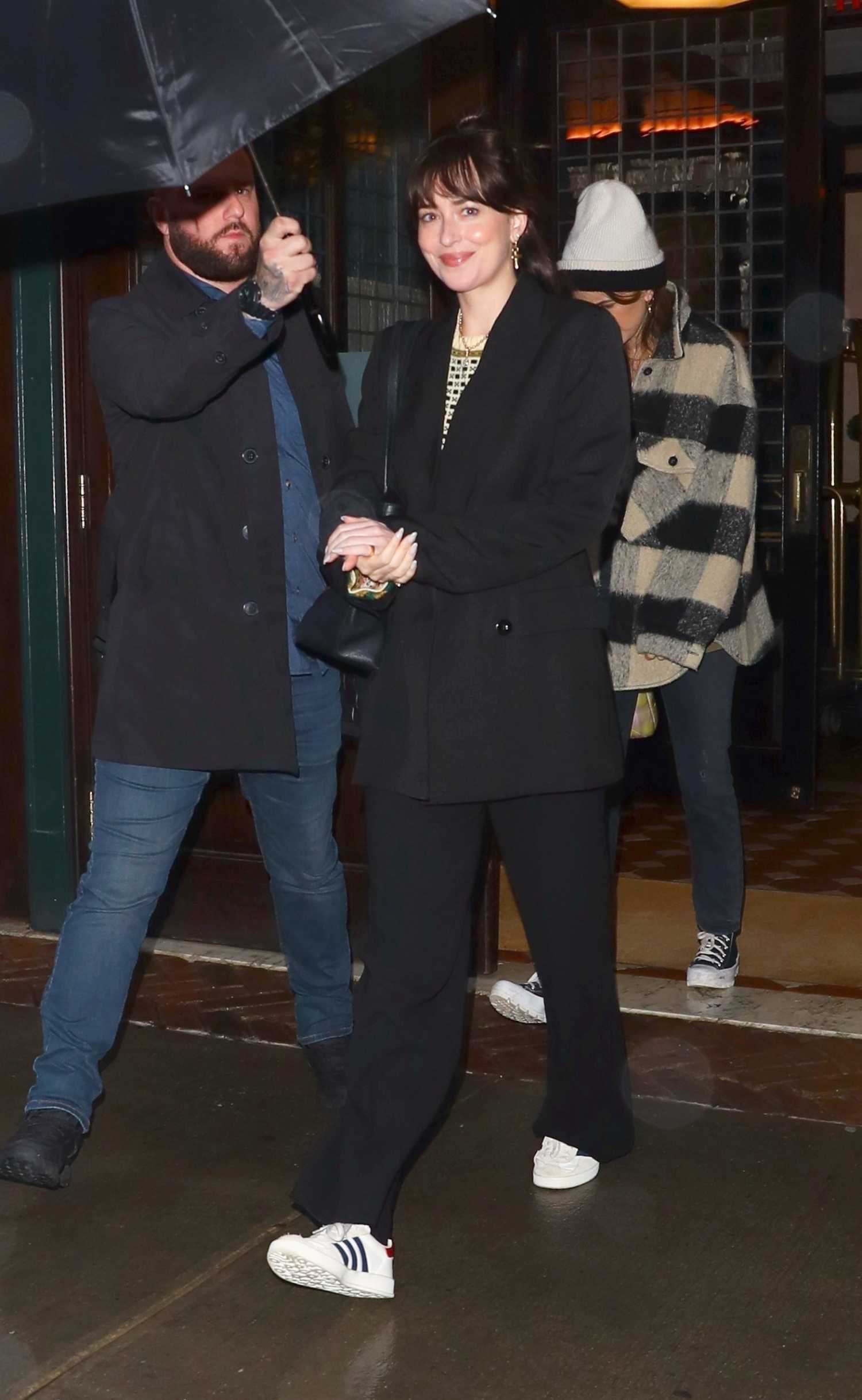 Dakota Johnson In A Black Pantsuit Was Seen Out In New York Celeb Donut 