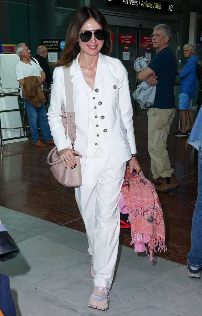 Elsa Zylberstein in a White Pantsuit
