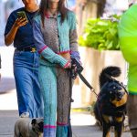 Emily Ratajkowski in a Colorful Ensemble Walks Her Dog Colombo in New York