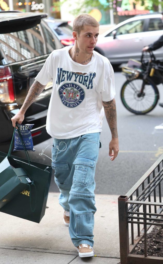 Justin Bieber in a White Tee