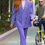Karen Gillan in a Purple Pantsuit Was Seen Out in New York