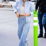Kendall Jenner in a Blue Shirt Was Seen Out in Tribeca in New York City