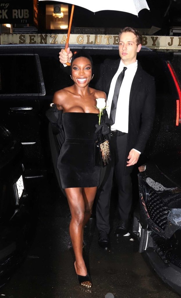 Michaela Coel in a Black Mini Dress