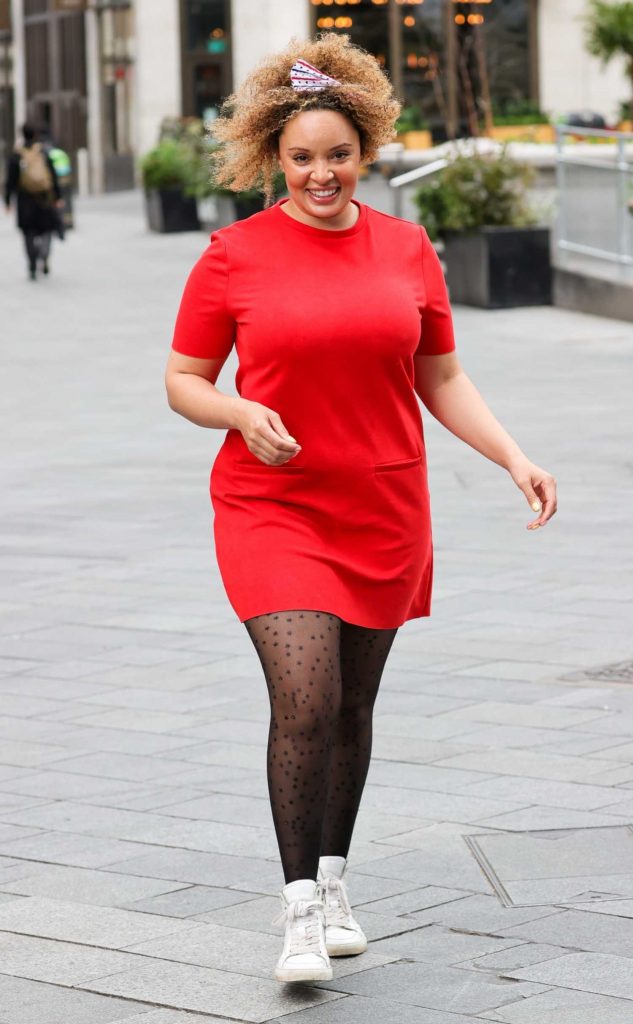 Pandora Christie in a Red Dress