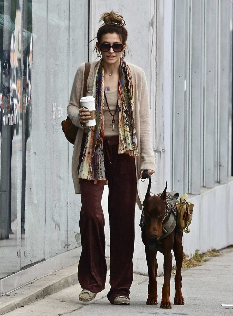 Paris Jackson in a Beige Cardigan