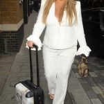 Saffron Lempriere in a White Pantsuit Attends The Big George Foreman Screening at The Ham Yard Hotel in London