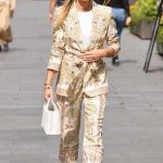 Amanda Holden in a Floral Print Trouser Suit Was Seen Out in London