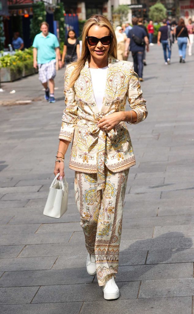 Amanda Holden in a Floral Print Trouser Suit