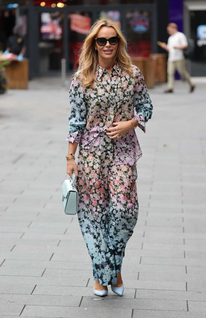 Amanda Holden in a Floral Trouser Suit