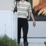 Amelia Hamlin in a White Striped Polo Was Seen Out in Los Angeles