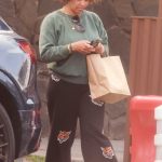 Aryn Drake-Lee in an Olive Sweatshirt Goes Shopping in Los Feliz