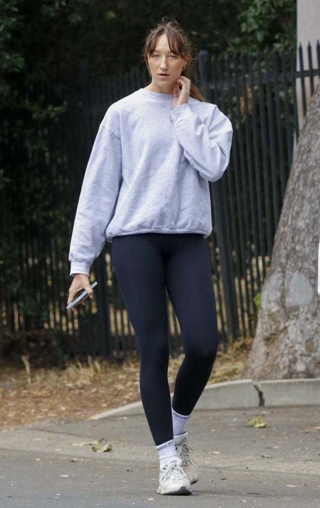 Ava Michelle in a Grey Sweatshirt