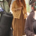 Blake Lively in a Tan Dress on the Set of It Ends With Us in New Jersey