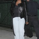 Ciarra Pardo in a Black Leather Jacket Leaves Italian Restaurant Giorgio Baldi in Santa Monica