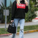 Erika Jayne in a Blue Ripped Jeans Leaves a Meeting at Live Nation in Los Angeles