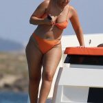 Jacqueline Jossa in an Orange Bikini on a Yacht in Formentera