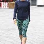 Jenni Falconer in a Blue Long Sleeves T-Shirt Leaves the Global Studios in London