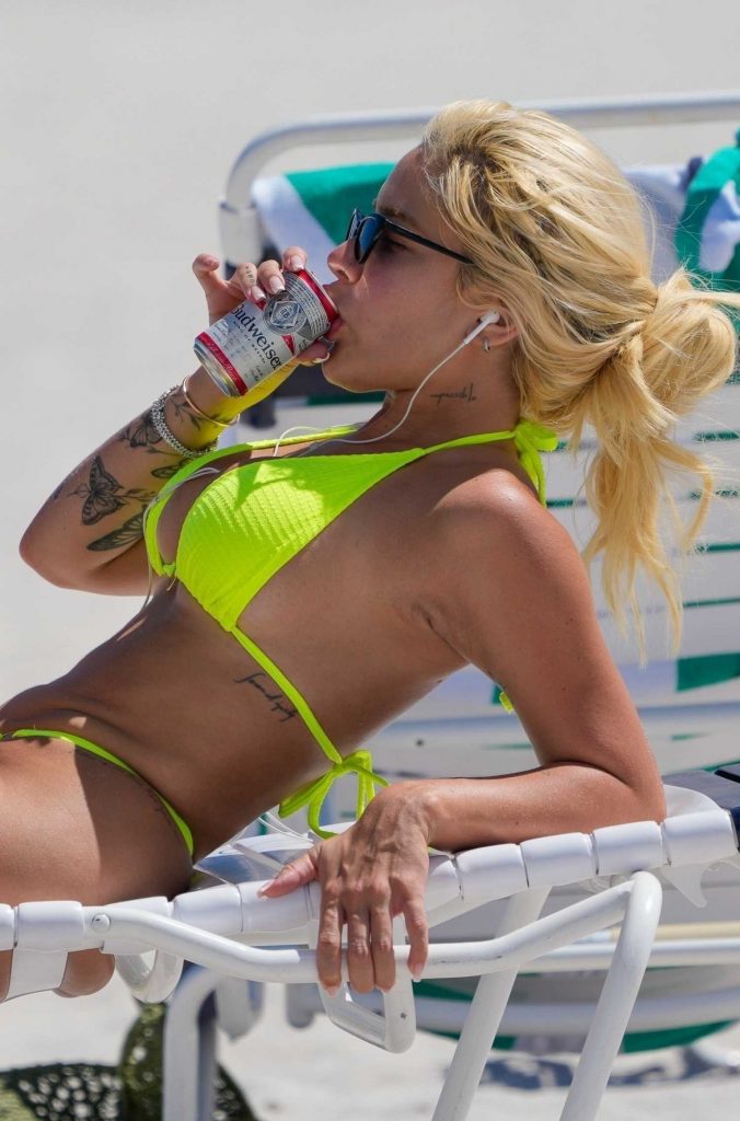 Karoline Lima in a Neon Green Bikini
