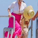 Kate Upton in a Pink Skirt Arrives at the Club 55 in St-Tropez