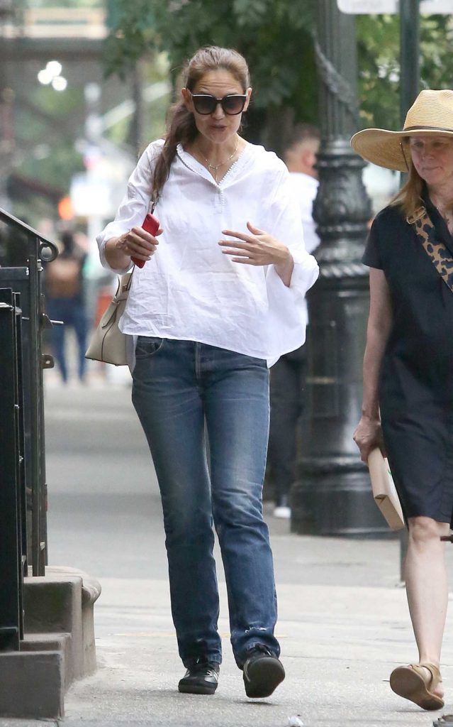 Katie Holmes in a White Blouse