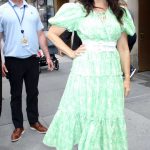 Kristin Davis in a Green Dress Exits NBC’s Today Show in New York