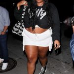Lizzo in a White Mini Skirt Arrives at Craig’s for a Late-Night Dinner in West Hollywood