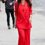 Myleene Klass in a Red Pantsuit Was Seen Out in London