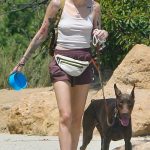Paris Jackson in a Beige Top Enjoys a Morning Hike with Her Dog in Los Angeles