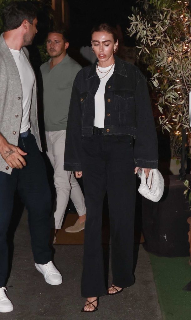 Petra Ecclestone in a Black Denim Jacket