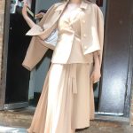 Richa Moorjani in a Beige Ensemble Leaves NBC’s Today Show in New York