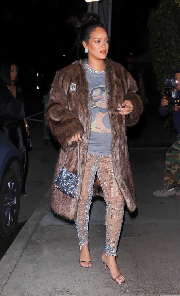 Rihanna in a Silver Leggings