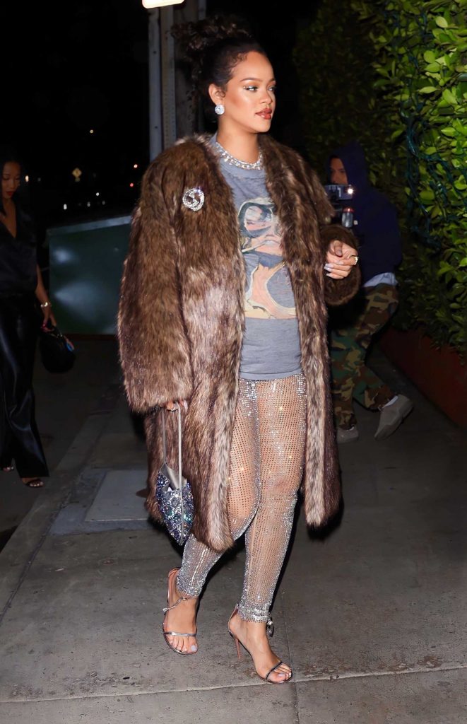 Rihanna in a Silver Leggings