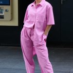 Ashley Roberts in a Pink Ensemble Leaves the Global Radio Studios in Leicester Square in London