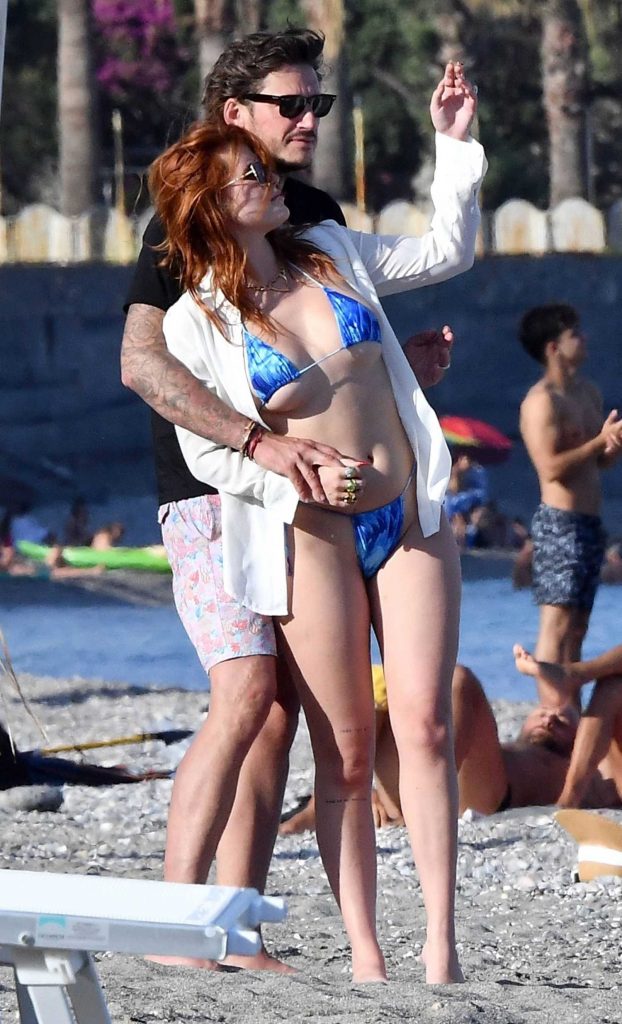 Bella Thorne in a Blue Bikini