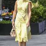 Charlotte Hawkins in a Yellow Dress Arrives at the Global Studios in London