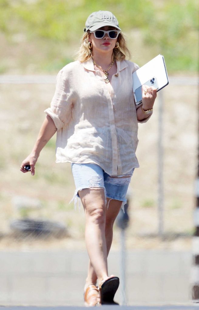 Hilary Duff in a Blue Denim Shorts