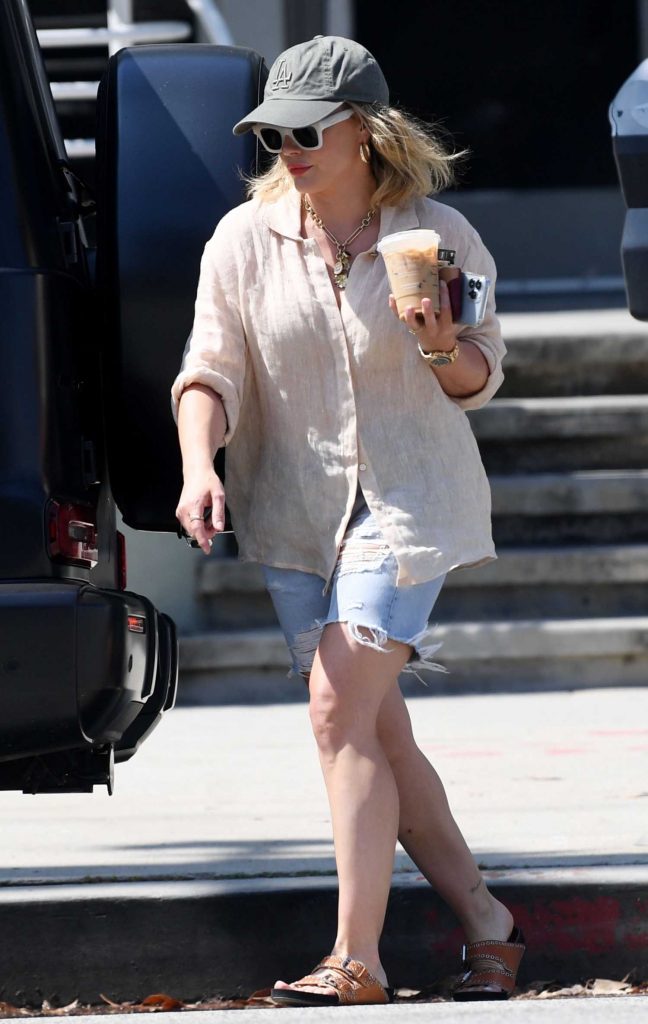 Hilary Duff in a Blue Denim Shorts