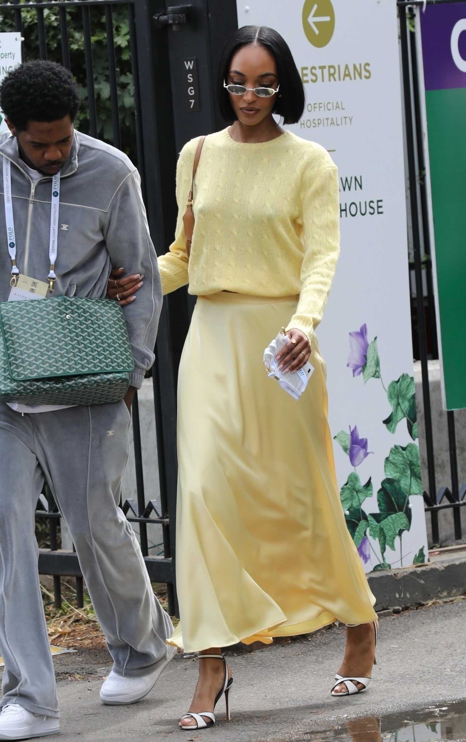 Jourdan Dunn in a Yellow Ensemble Was Seen During 2023 Wimbledon Tennis