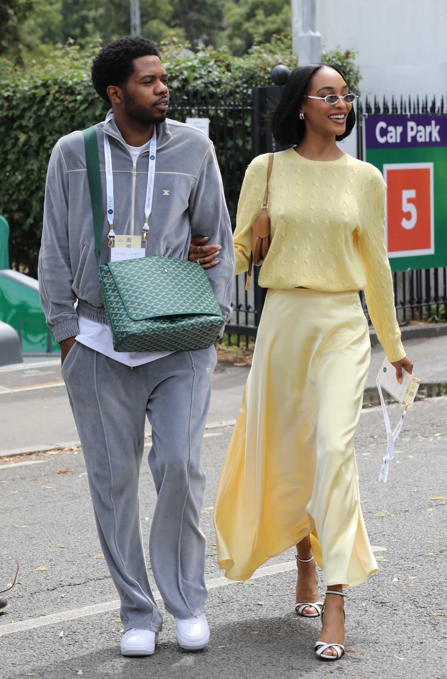 Jourdan Dunn in a Yellow Ensemble Was Seen During 2023 Wimbledon Tennis