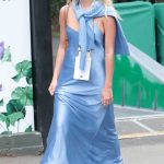 Lila Grace Moss in a Baby Blue Dress Arrives at All England Lawn Tennis and Croquet Club in London